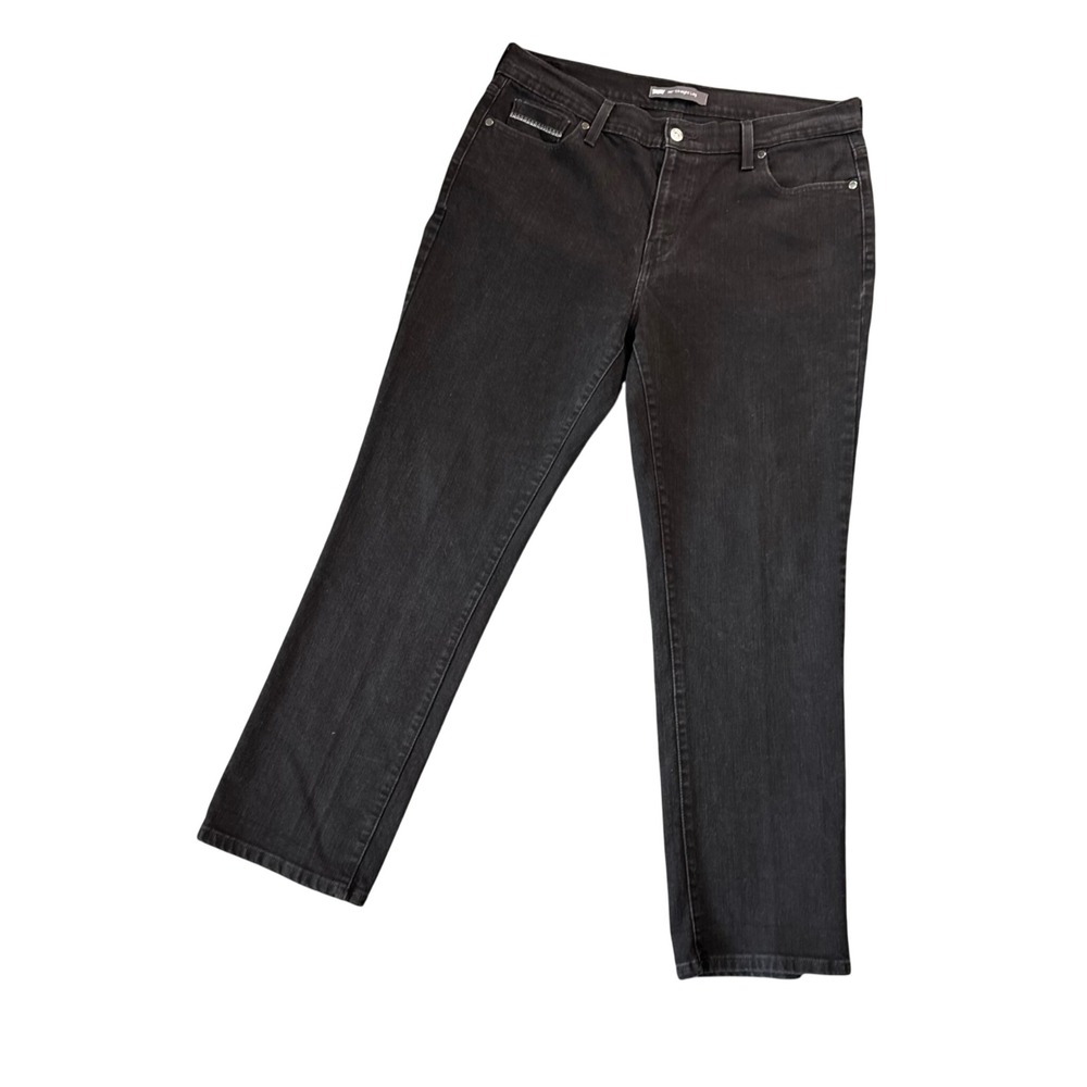 Levi's 505 Women's‎ Straight Leg Jeans 36x29 Black Embroidered Y2K Denim